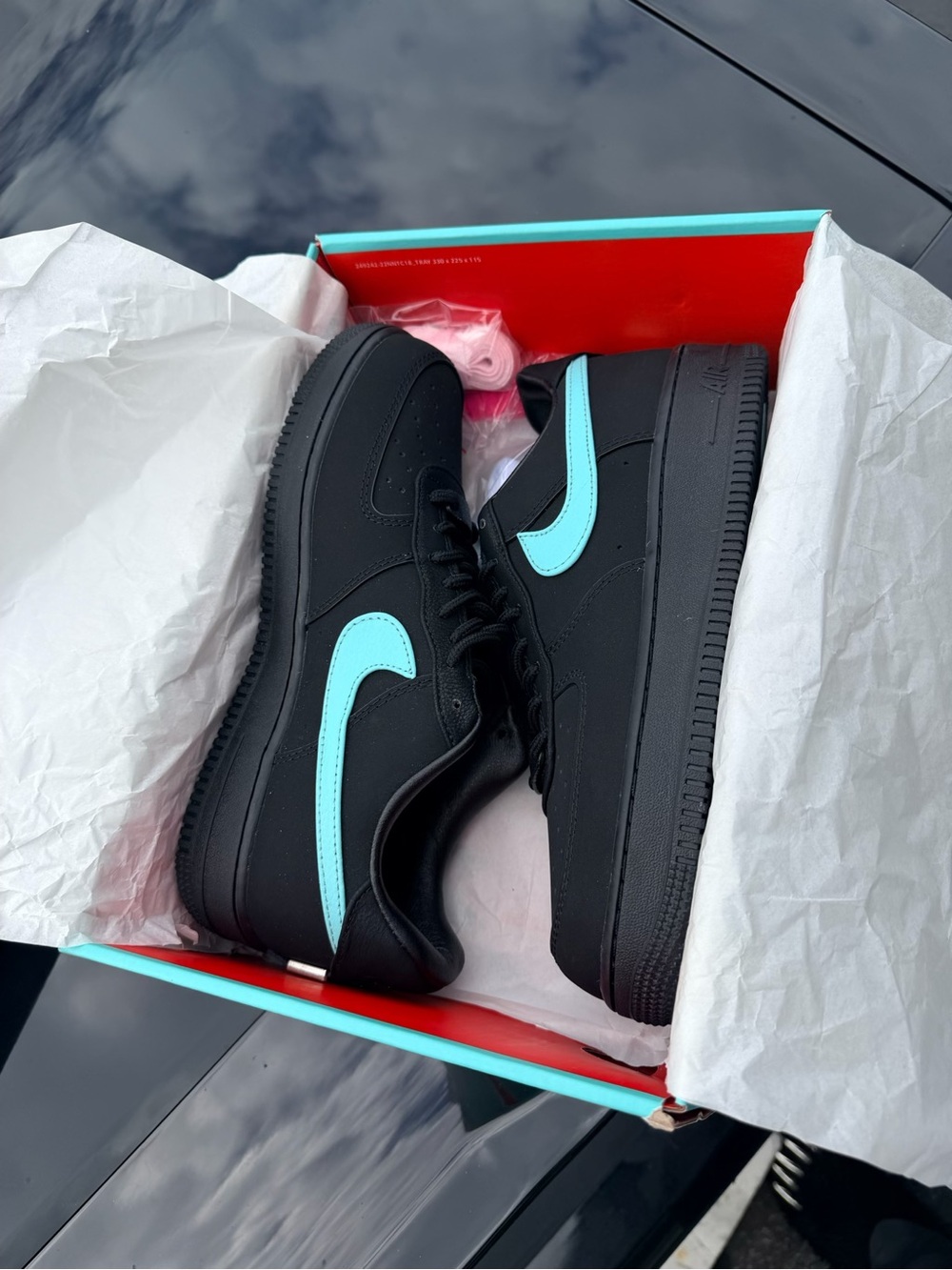 Nike Men’s Low-Top Sneakers - Black with Teal Swoosh